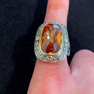 Beautiful Silver and Apricot Colored Stone Ring